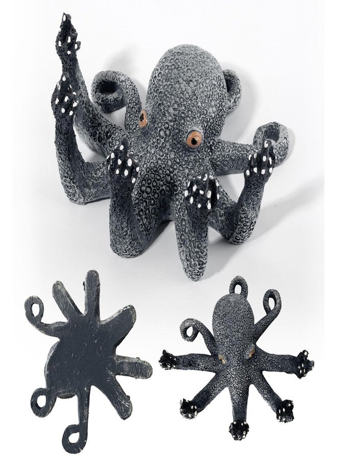 qumHmup Octopus Aquarium Ornaments Decoration, Black Resin Artificial Sea Life,Suitable for Various Fish Tanks - Image 4